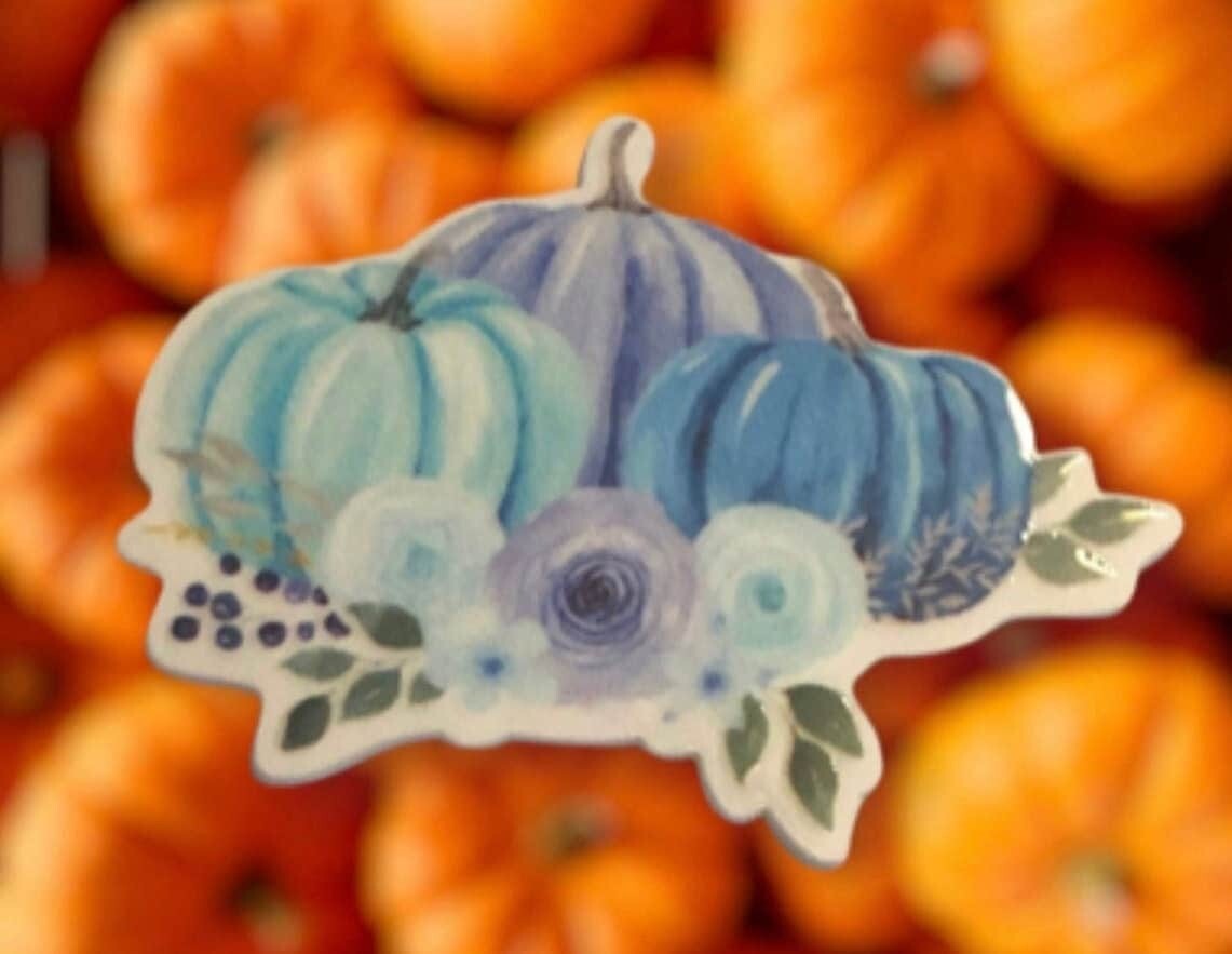 Pastel Pumpkin - Blue - Fall - Halloween - Acrylic - Minder - Needle - Pin - Magnet