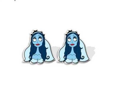 Corpse Bride - Halloween - Costume Jewelry - Post Earrings - Small - Kid - Child - Teen - Popular - Gift - Present