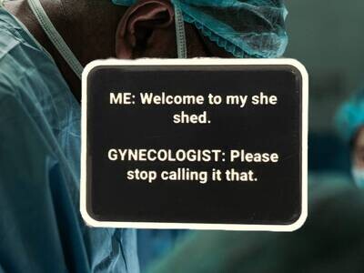 She Shed - Gynecologist - Doctor - Female - Funny - Humor - Acrylic - Minder - Needle - Pin - Magnet