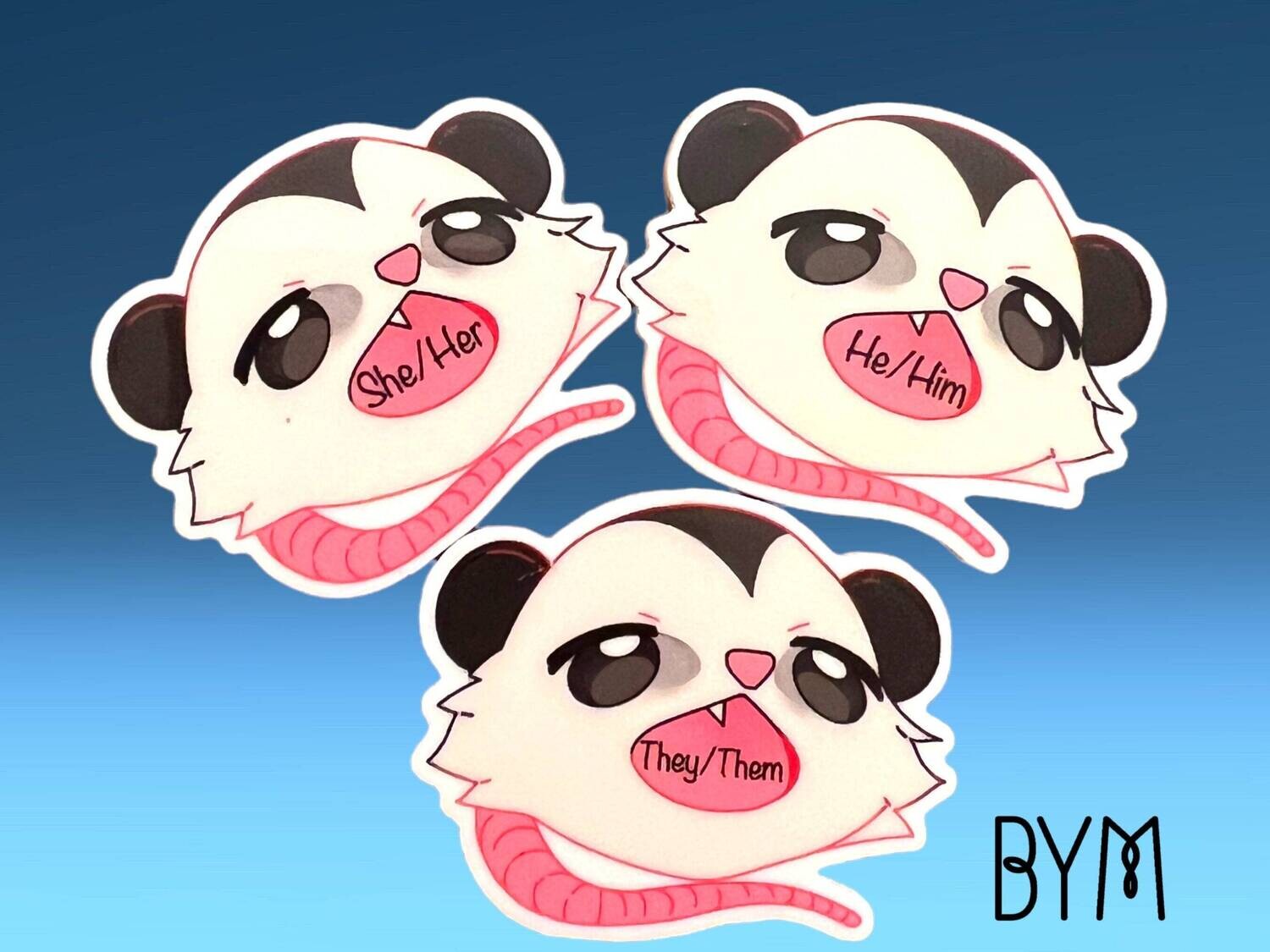 Pronouns - Opossum - Possum - He - She - They - Them - Trans - Transgender - Transitioning - Needle Minder - Needle - Pin - Magnet- Acrylic