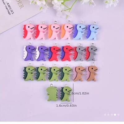 Set Of 2 Random Color - Dinosaur - Charm - Acrylic - Needle Minder - Needle - Pin - Magnet