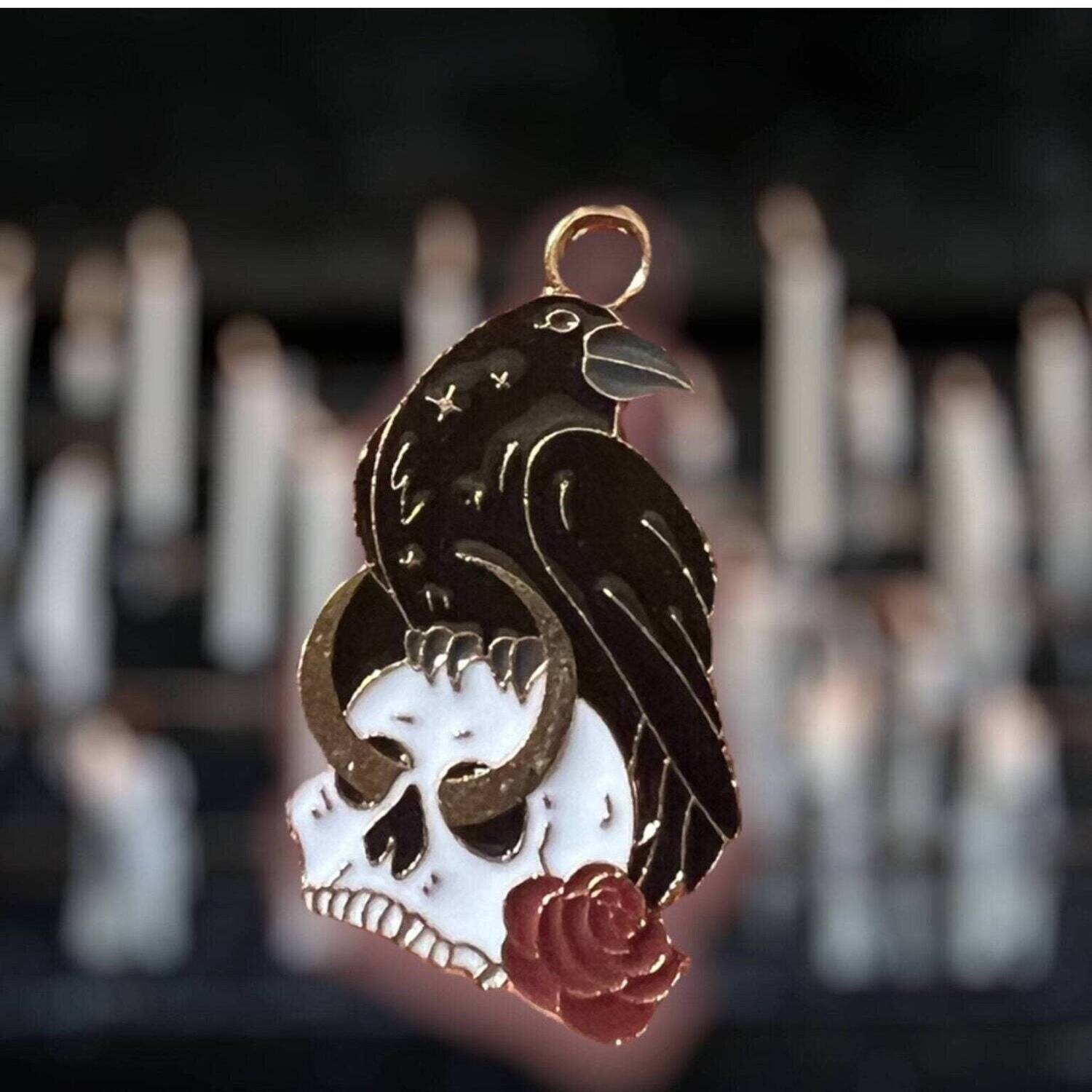 Crow - Raven - Skull - Charm - Acrylic - Needle Minder - Needle - Pin - Magnet