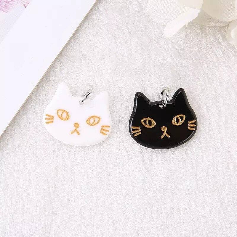Cat - Black - White - Cute - Charm - Acrylic - Minder - Needle - Pin - Magnet