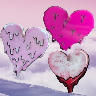 Melting Heart - Bleeding - Goth - Horror - Halloween - Witchy - Charm - Acrylic - Minder - Needle - Pin - Magnet