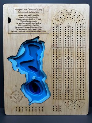 Custom Lake Depth Cribbage Board