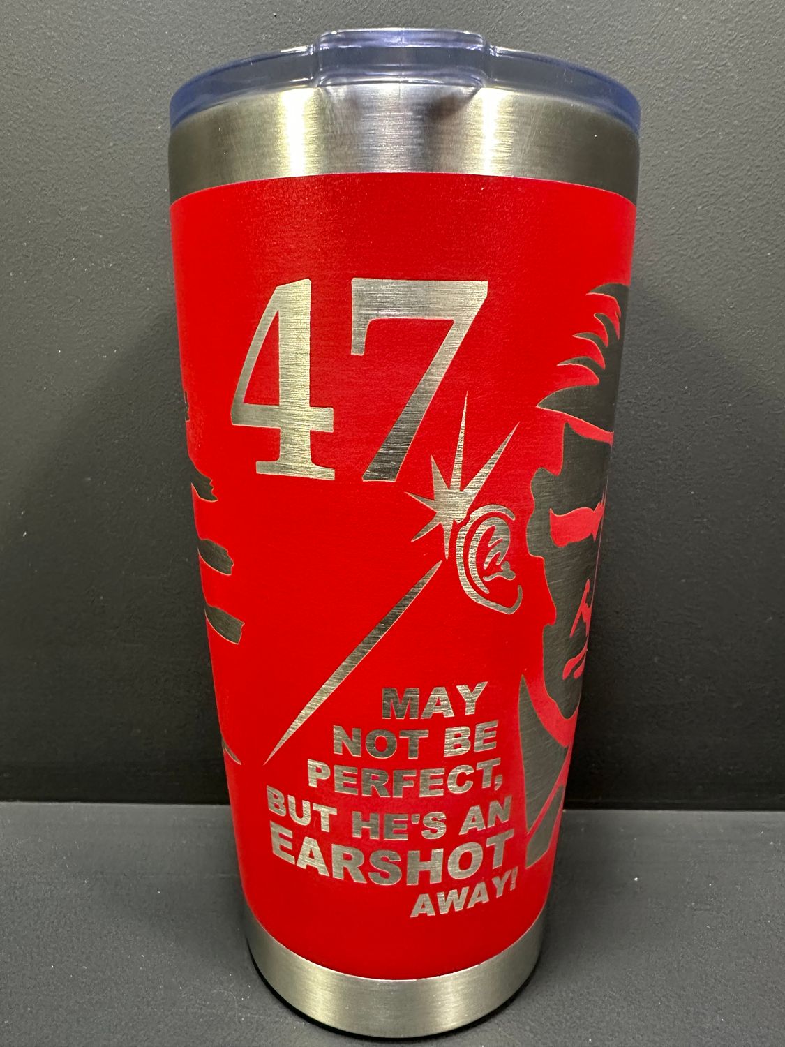 20oz Trump Full Wrap Coffee Tumbler, Color: Red/Stainless Steel