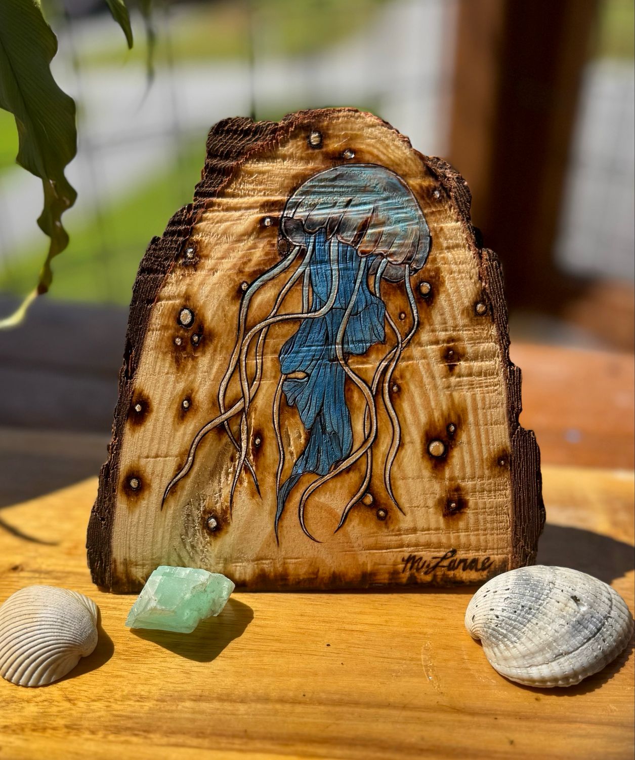 “The Lone Jelly” Pyrography Original (Pine Slab)