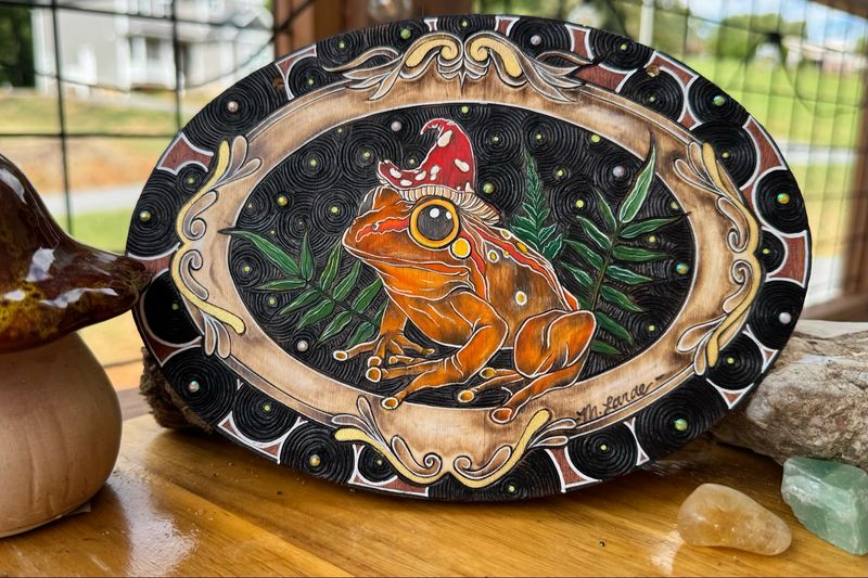 “Fall Toad” Pyrography Original