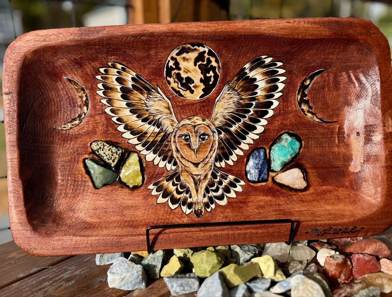 “Owl &amp; Moon” Pyrography Trinket Dish