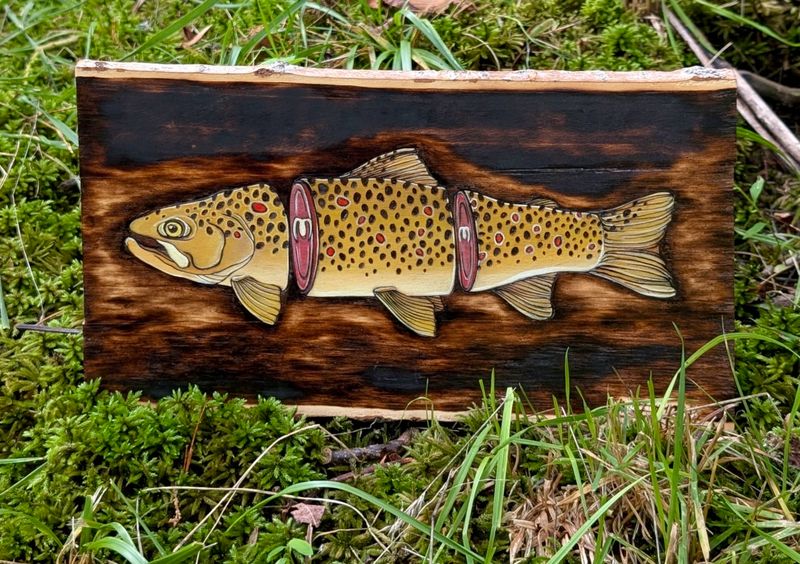 “Trout Sushi” Pyrography Original