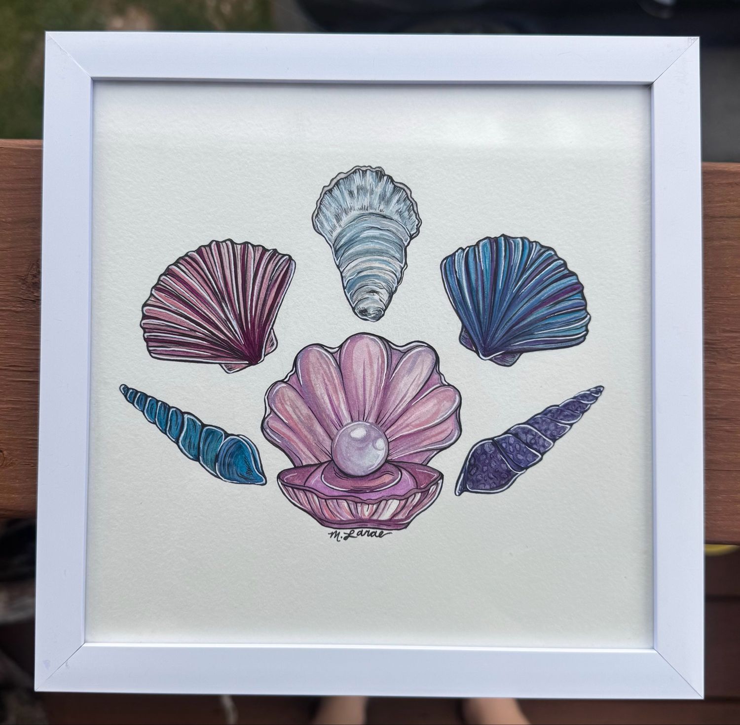 “Seashells” Framed Original Gouache