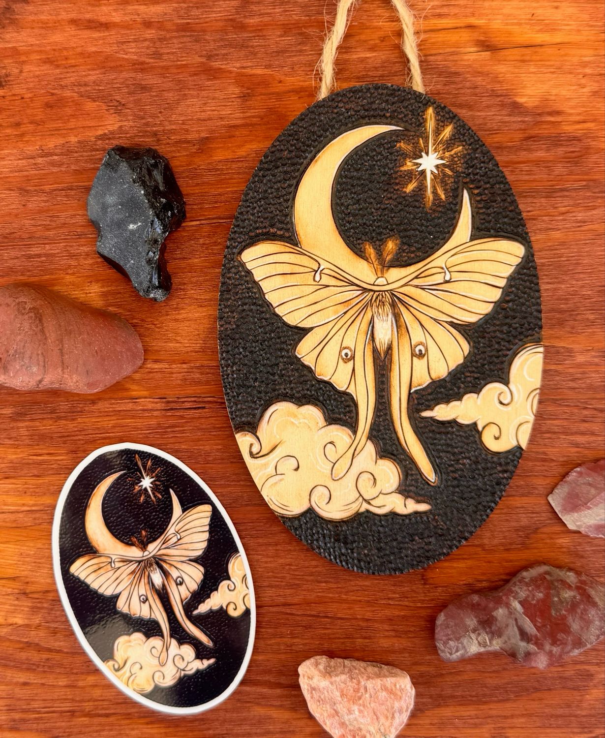 “Moth &amp; Moon” Sticker