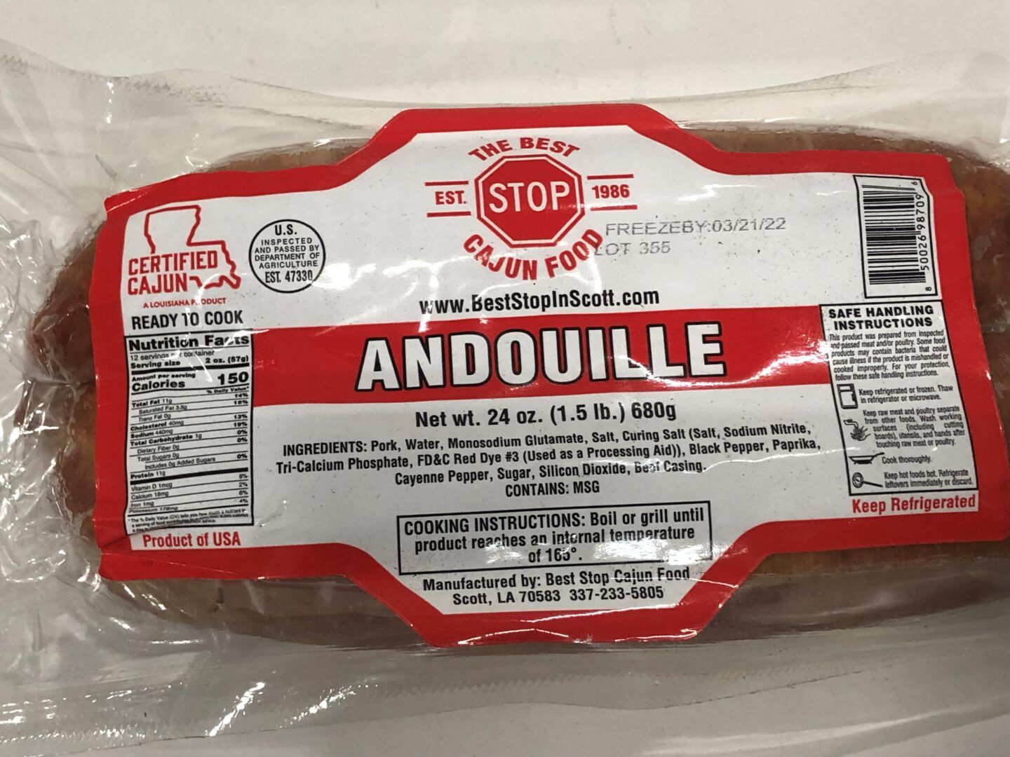ANDOUILLE SAUSAGE-24OZ.