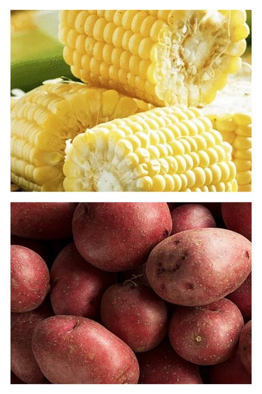 3" CORN (1) AND POTATOES (2)