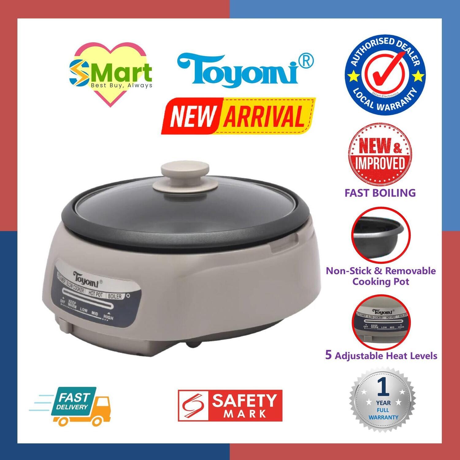 Toyomi 4L Multi Cooker [MC 4646] *Steamboat Hot Pot Boiler*