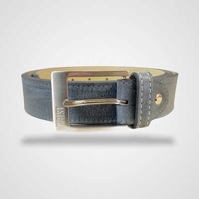 Stylish Grey Leather Belt 3.5 cm