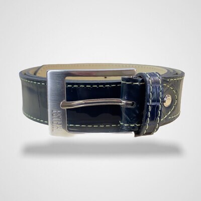 Navy & Mint Leather Belt 3.5 cm