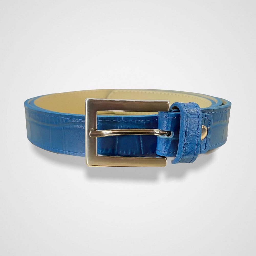 Bayern Blue Leather Belt 2.5 cm