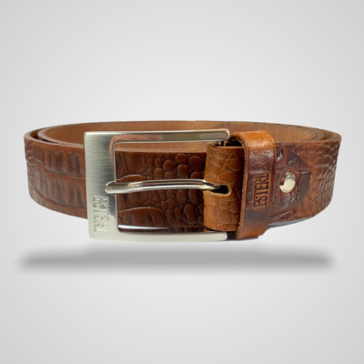 Camel Brown Leather Belt 3.5 cm