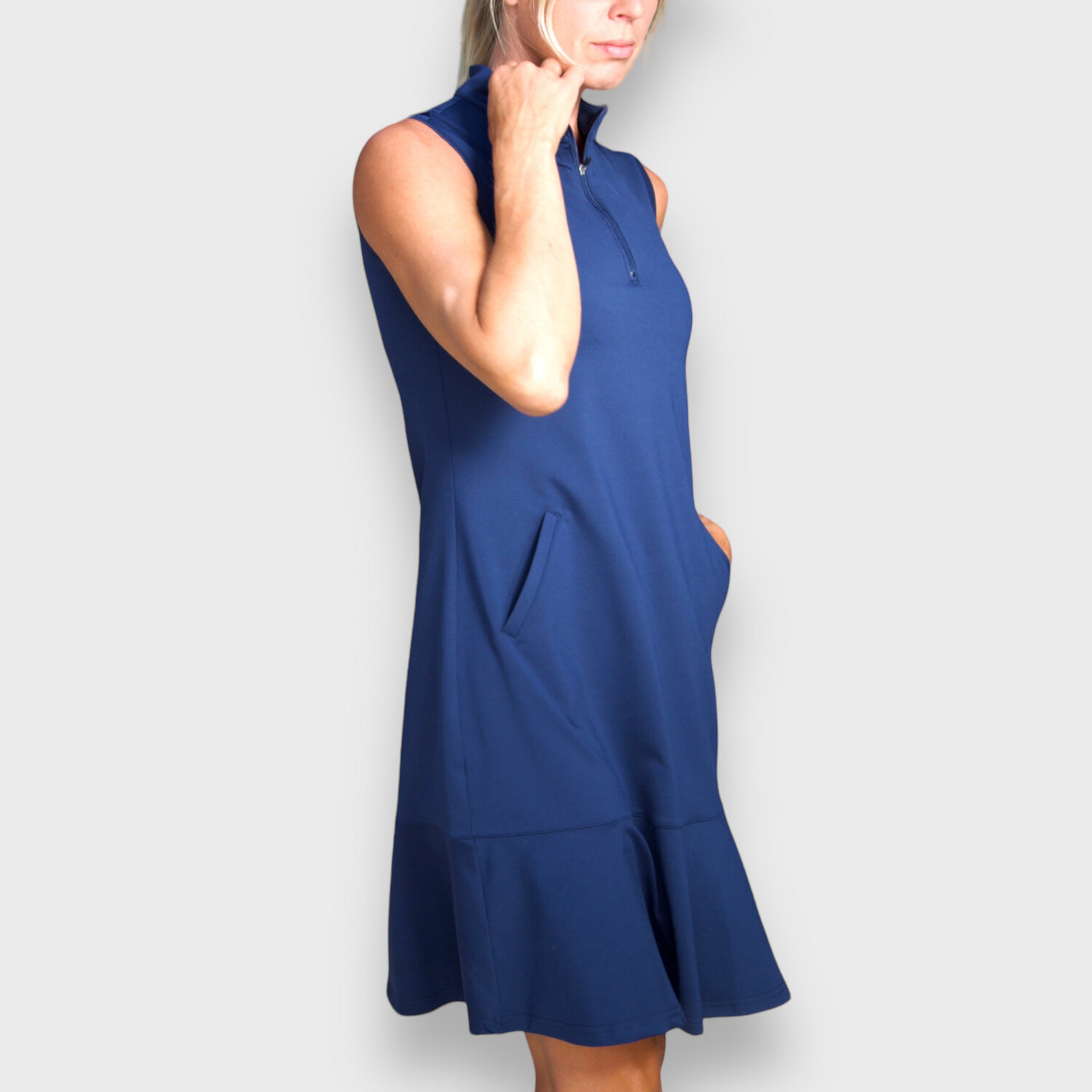 Classic Navy Sleeveless Flow  Dress