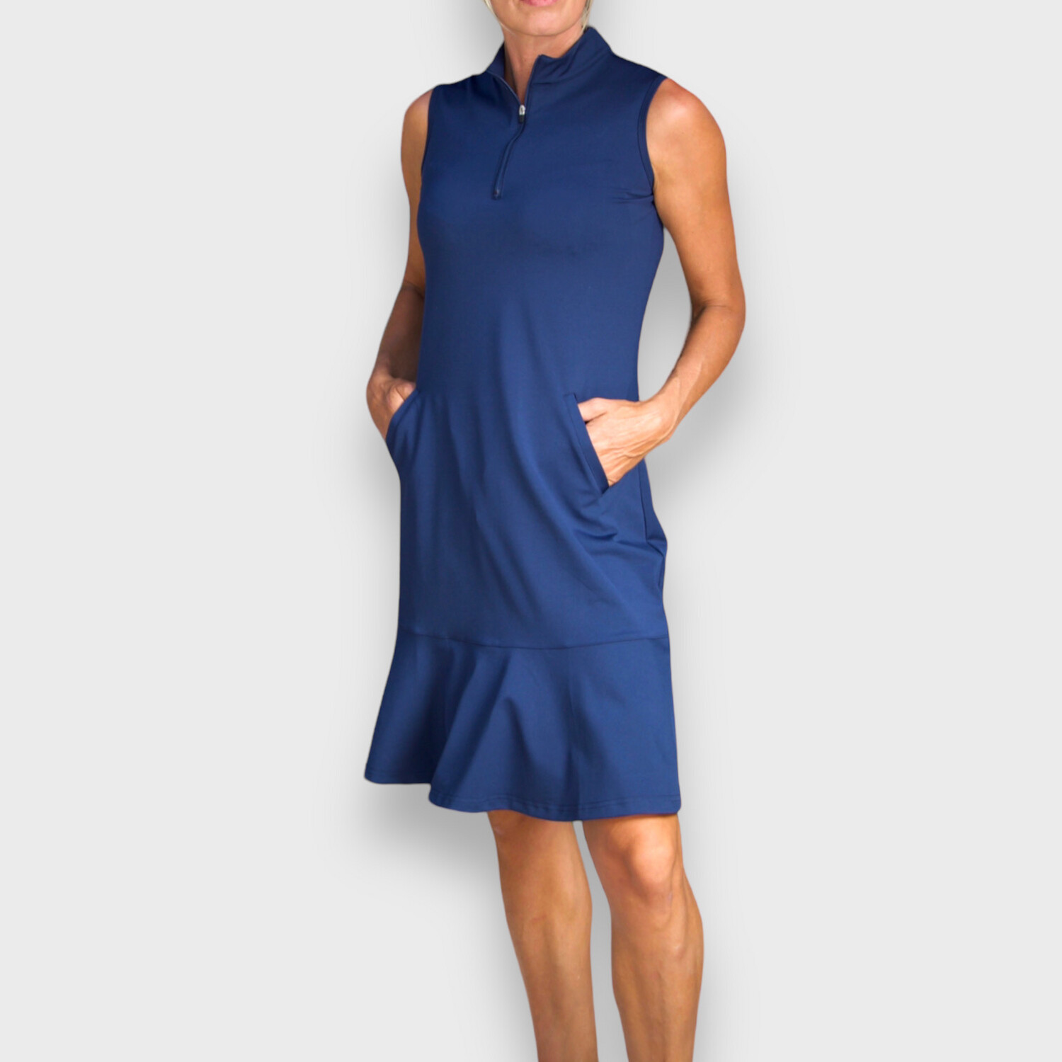 Classic Navy Sleeveless Flow  Dress
