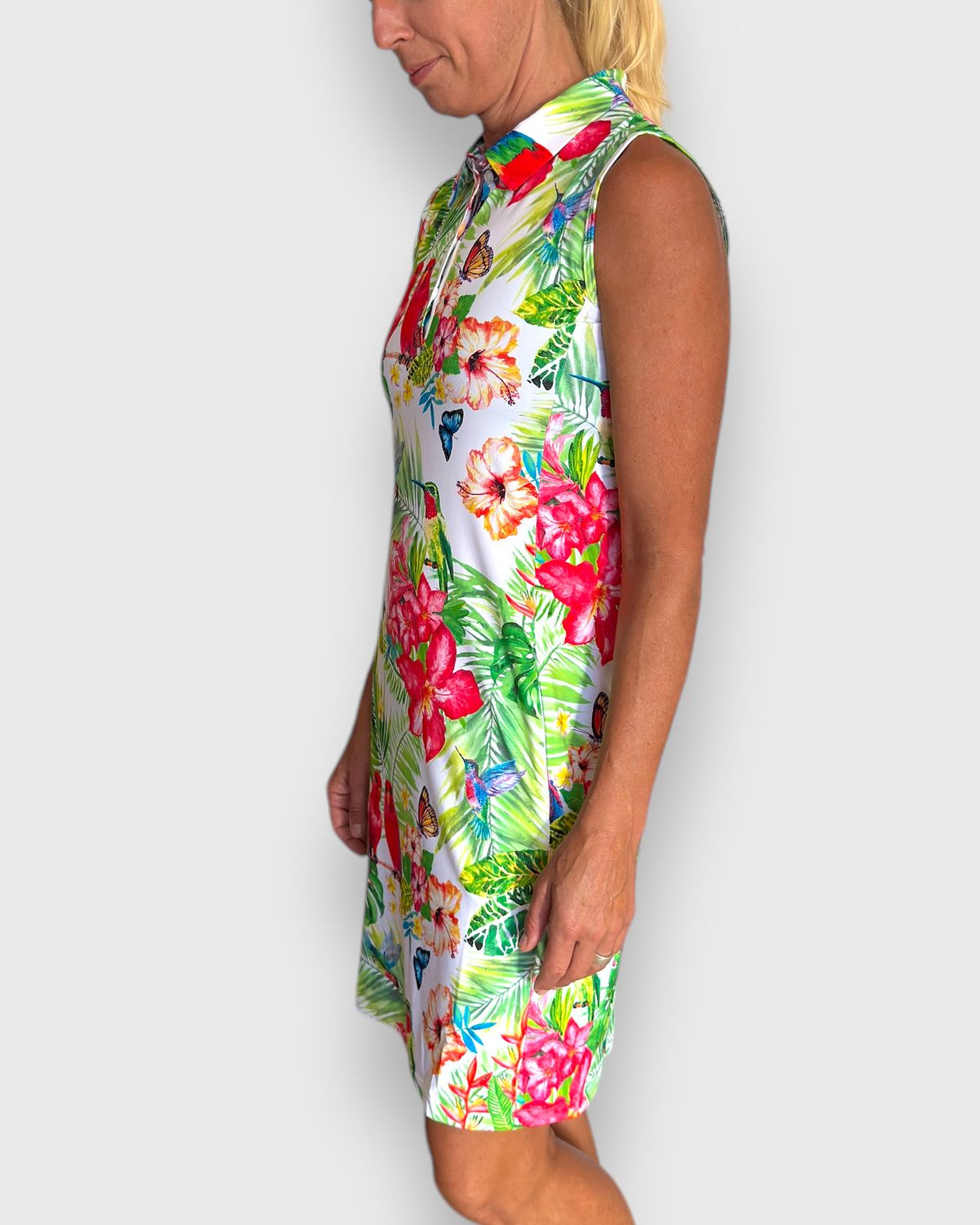 Sleeveless Dress Tropical Birdie