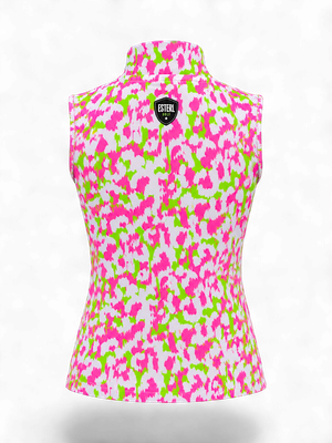 Pink Splash Sleeveless Polo