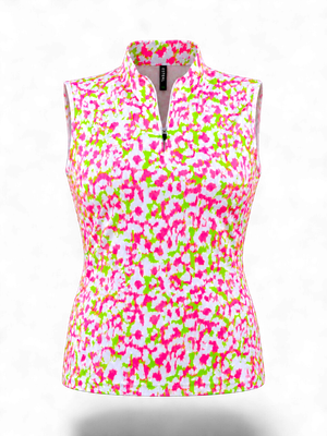 Pink Splash Sleeveless Polo