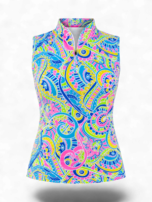 Paisley Sleeveless Polo