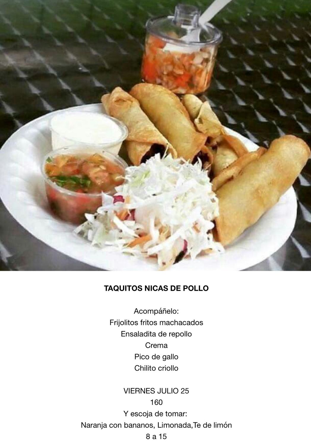 VIERNES JULIO 25, Tipo: Tacos nicas