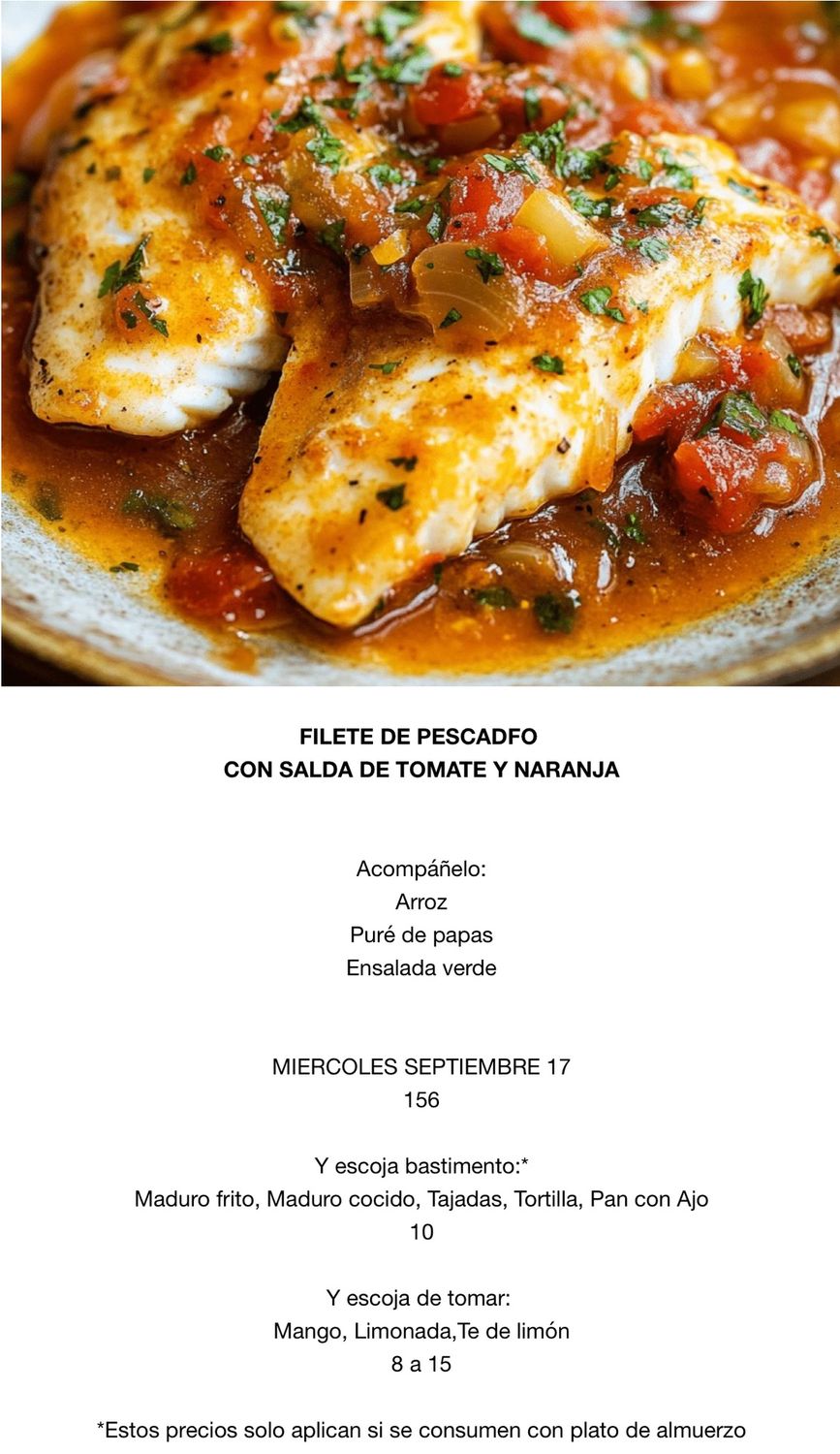 MIERCOLES SEPTIEMBRE 17, Tipo: Filete de pescado