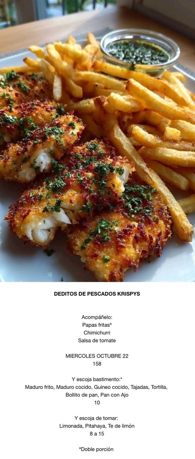 MIERCOLES 22 OCTUBRE, Tipo: Deditos de pescado, Krispy