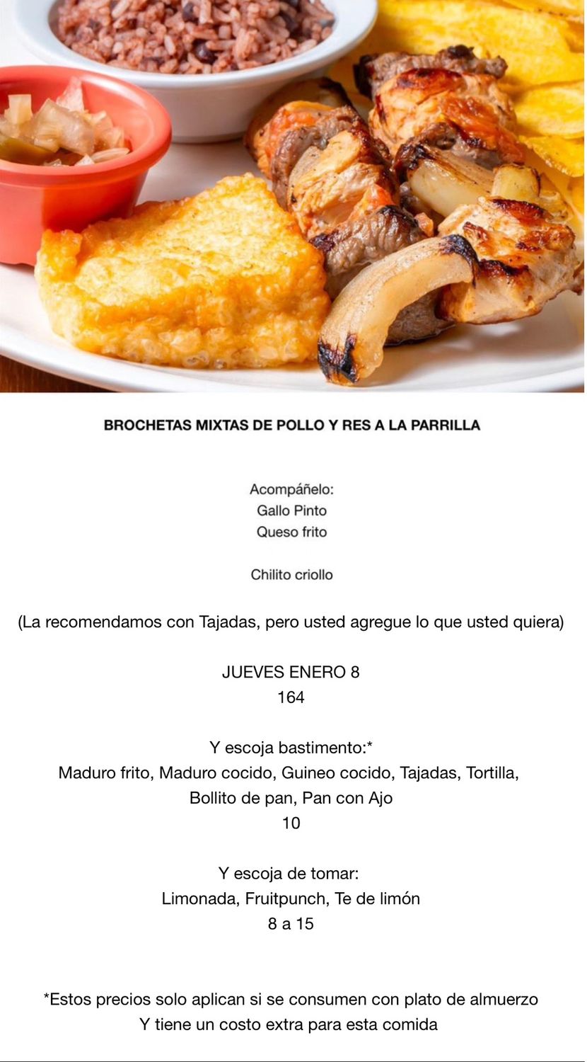 JUEVES ENERO 8, Tipo: Brocheta mixta