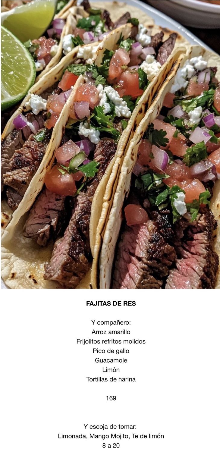 JUEVES MARZO 5, Tipo: Fajitas de res