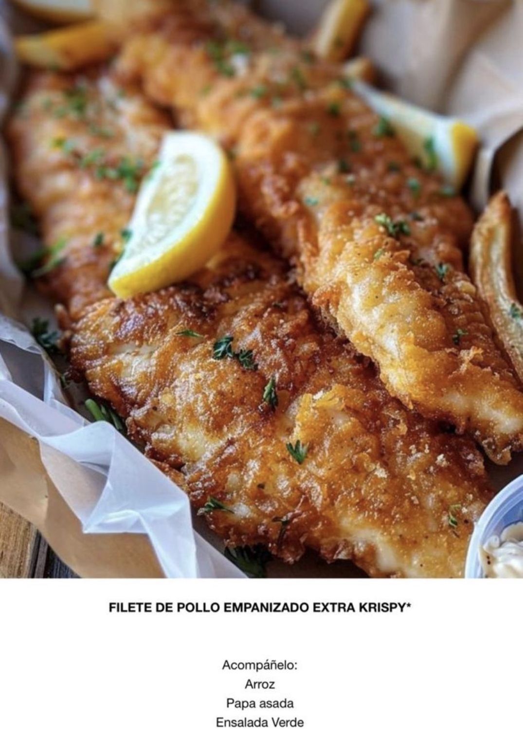 MIERCOLES 18 MARZO, Tipo: Filete de pollo empanizado