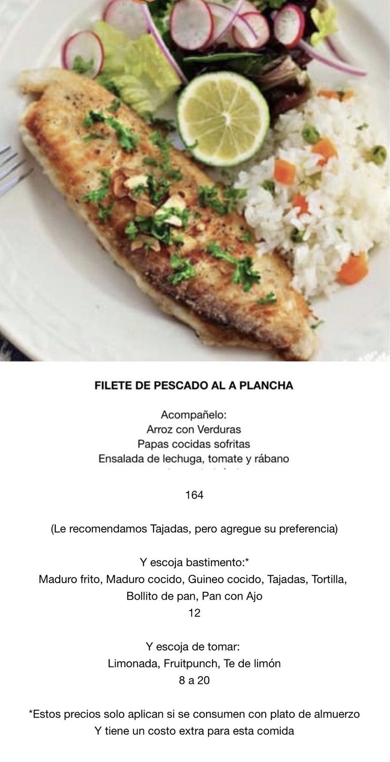 VIERNES 20 MARZO, Tipo: Filete de pescado a la plancha