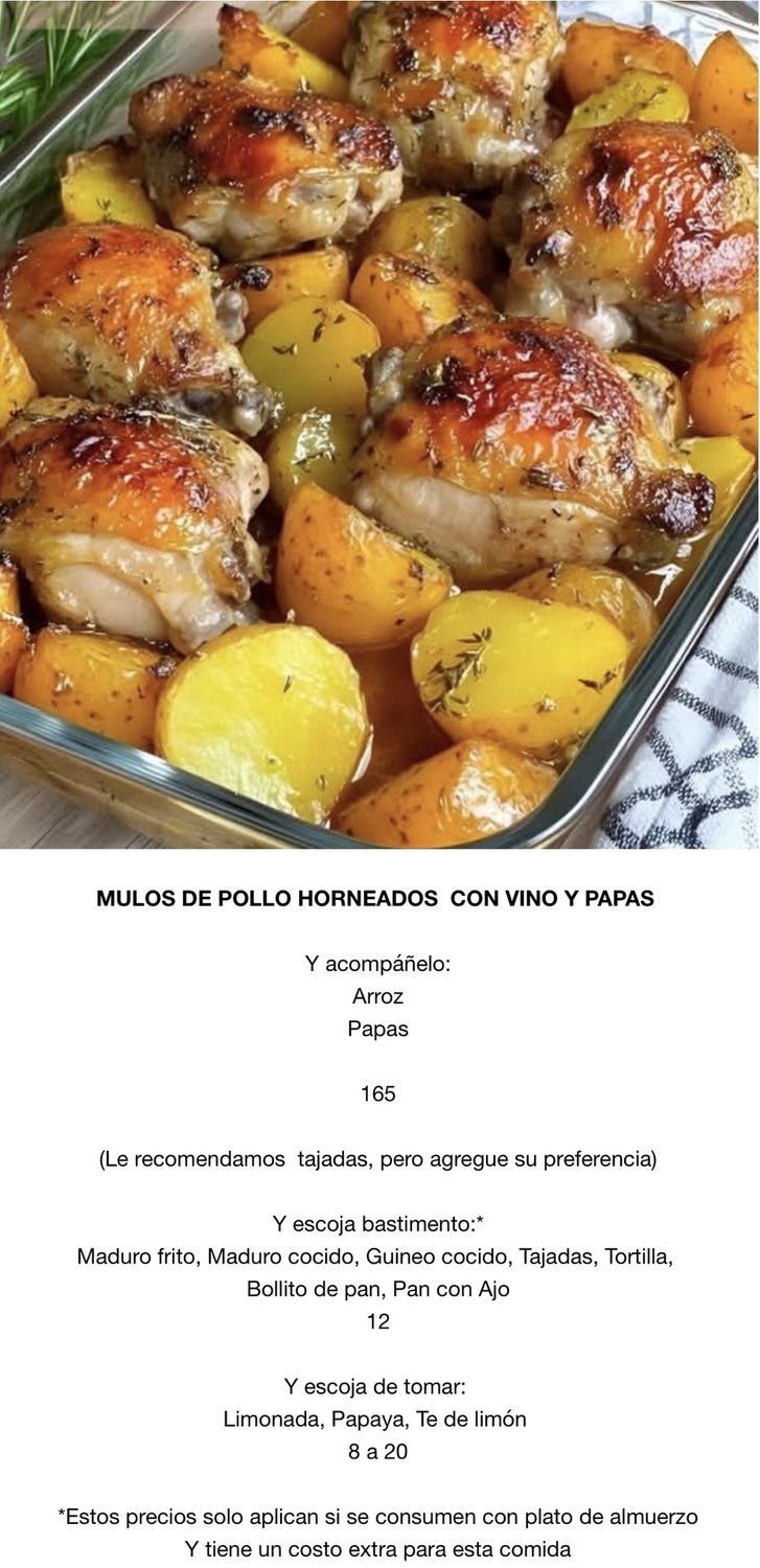 JUEVES MARZO 26, Tipo: Muslos de pollo, horneado