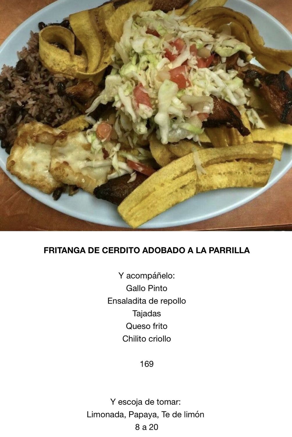 JUEVES ABRIL 30, Tipo: Fritanga de cerdito adobado