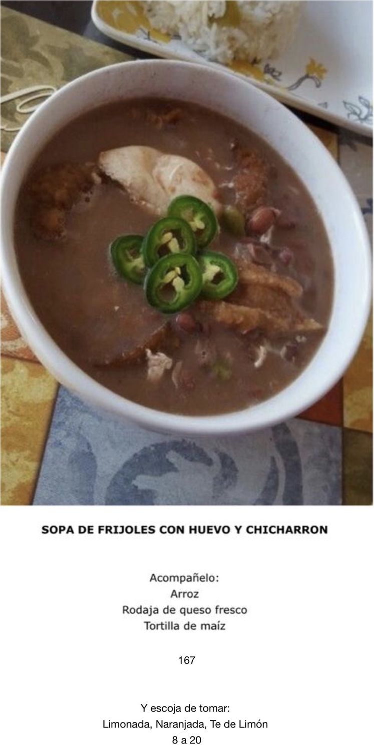 VIERNES MAYO 22 VIERNES MAYO 22, Tipo: Sopa de frijoles