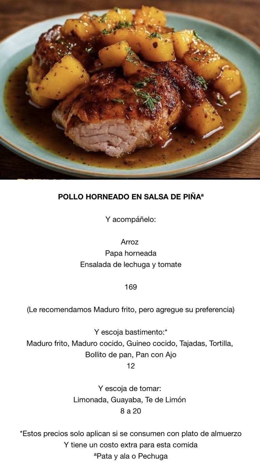 MARTES JUNIO 2, Tipo: Pollo horneado en salsa de piña