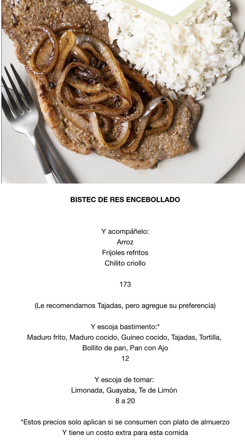 MARTES JUNIO 9 MARTES JUNIO 9, Tipo: Bistec de res Encebollado