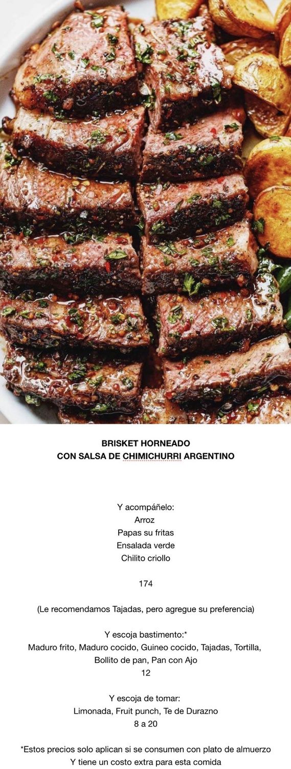 LUNES JUNIO 22 LUNES JUNIO 22, Tipo: Brisket Horneado salsa chimichurri