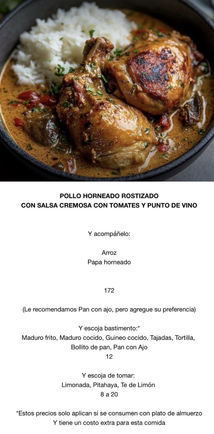 MIERCOLES JUNIO 24, Tipo: Pollo horneado rostizado