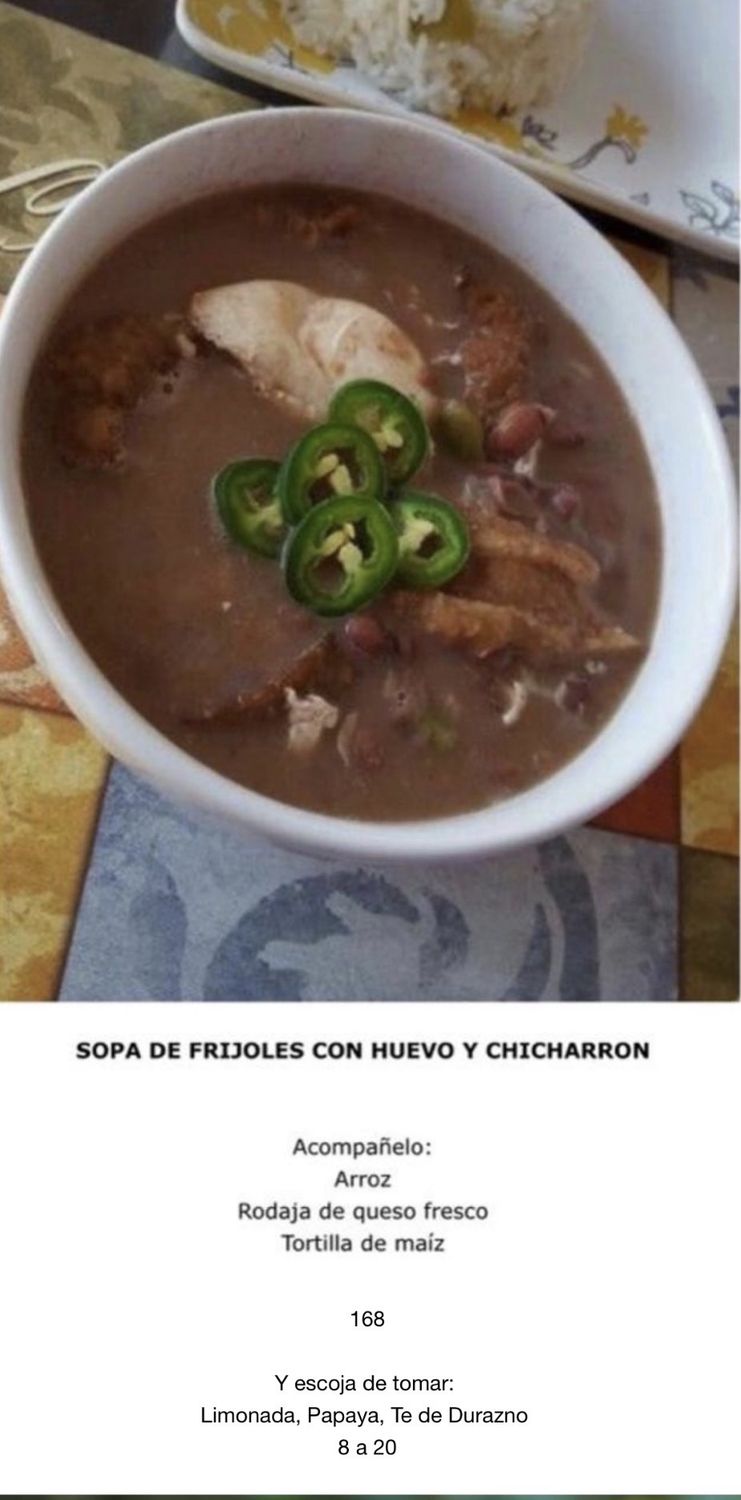 MIERCOLES JULIO 8 MIERCOLES JULIO 8, Tipo: Sopa de frijoles