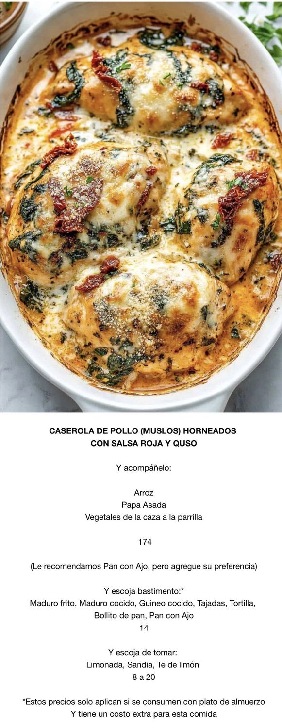 LUNES JULIO 27, Tipo: Cacerola de pollo horneado