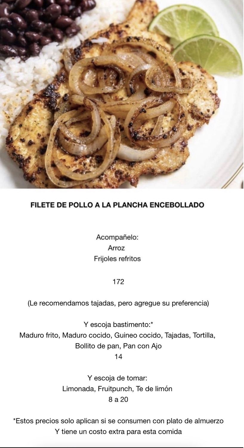 MARTES JULIO 28, Tipo: Filete de pollo a la plancha
