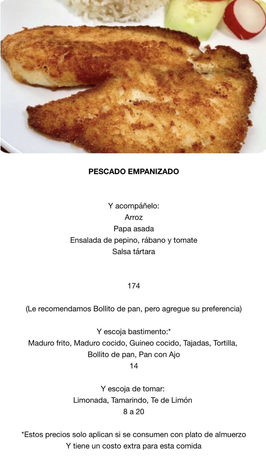 MIERCOLES  JULIO 29, Tipo: Pescado empanizado