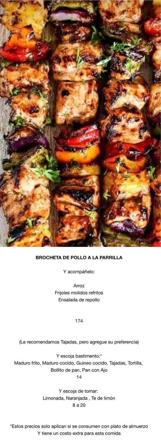 MARTES SEPTIEMBRE 1 MARTES SEPTIEMBRE 1, Tipo: Brochetas de pollo