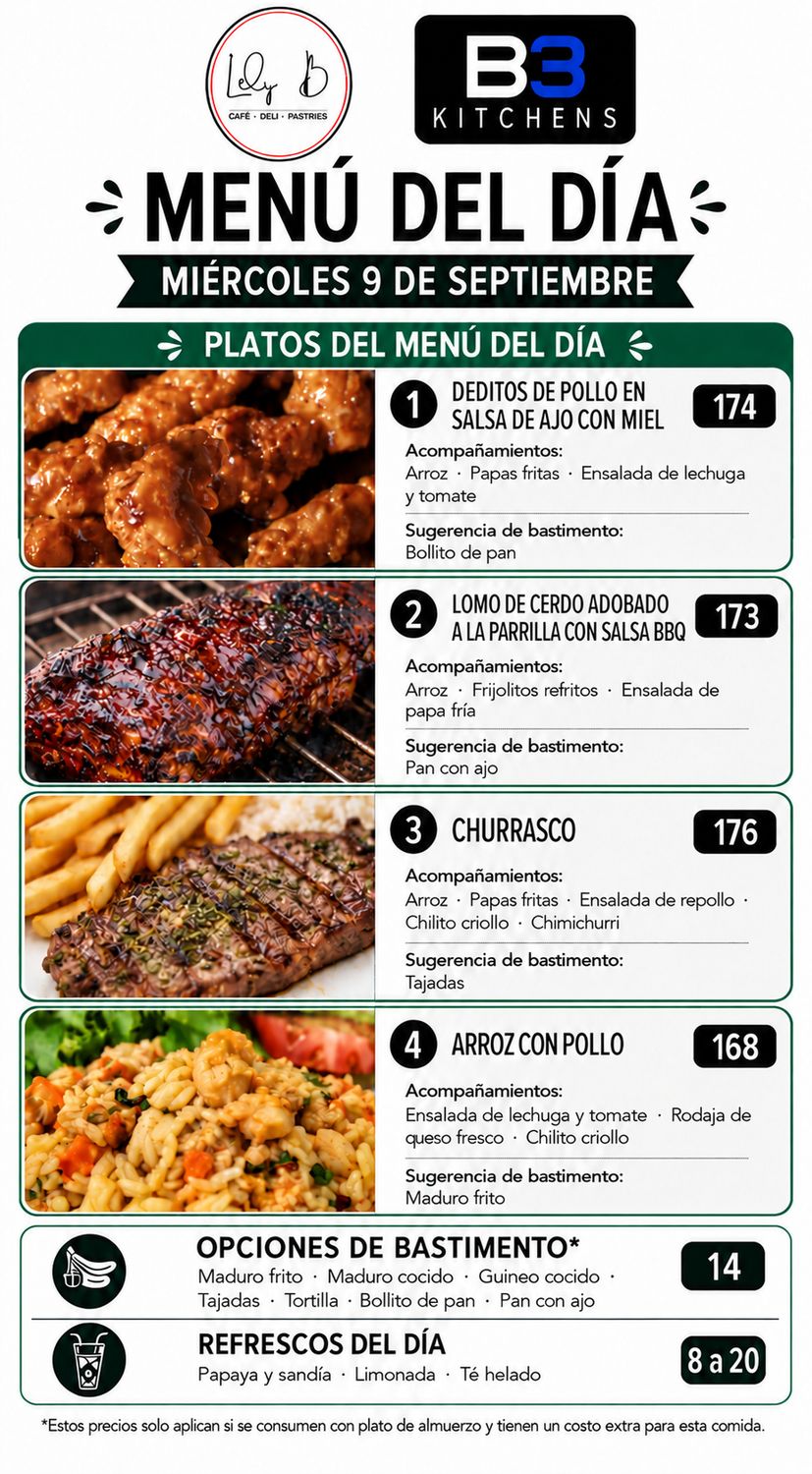 MIERCOLES SEPTIEMBRE 9 MIERCOLES SEPTIEMBRE 9, Tipo: Deditos de pollo en salsa de agua con miel