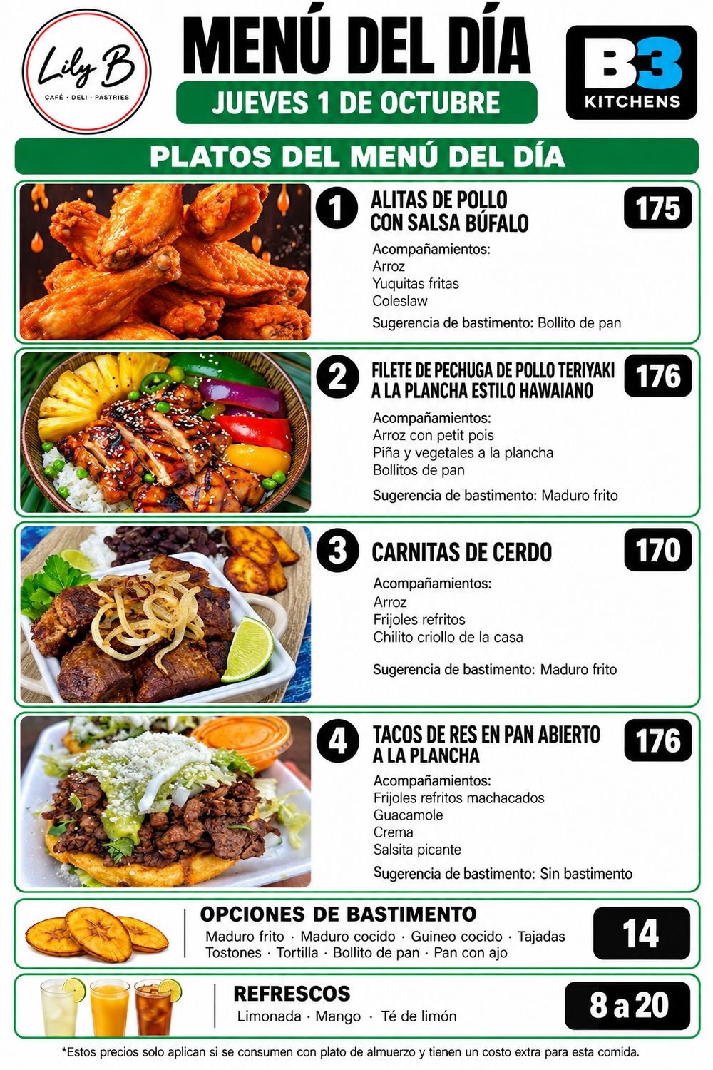 JUEVES OCTUBRE 1 JUEVES OCTUBRE 1, Tipo: 1 Alas de pollo con salsa búfalo